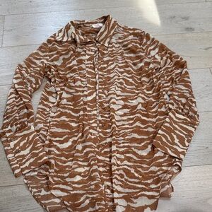Camila Coelho Brown and White Patterned Men's Shirt